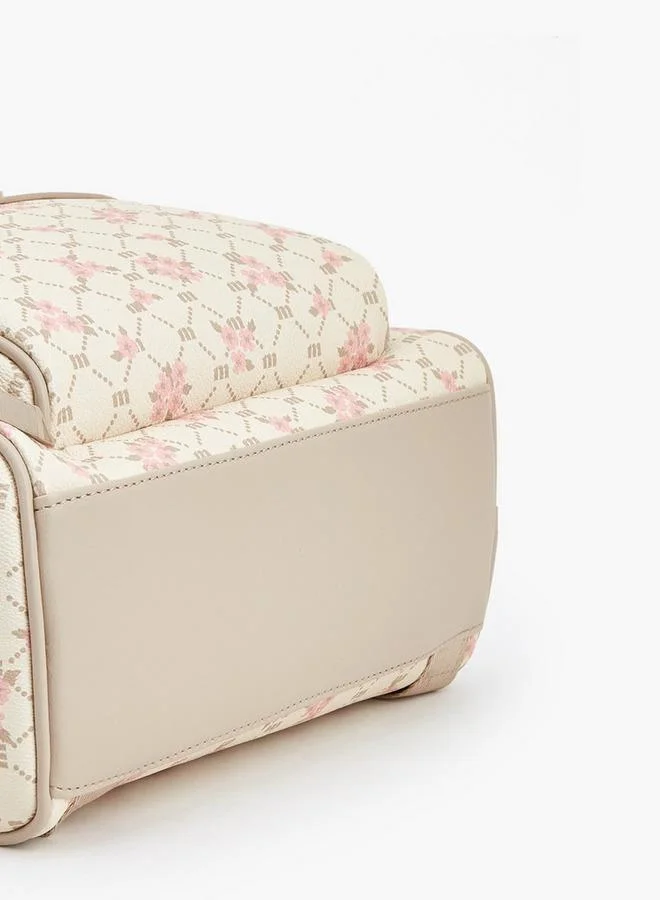 Missy BEIGE Floral Monogram Print Backpack  | Best Price UAE