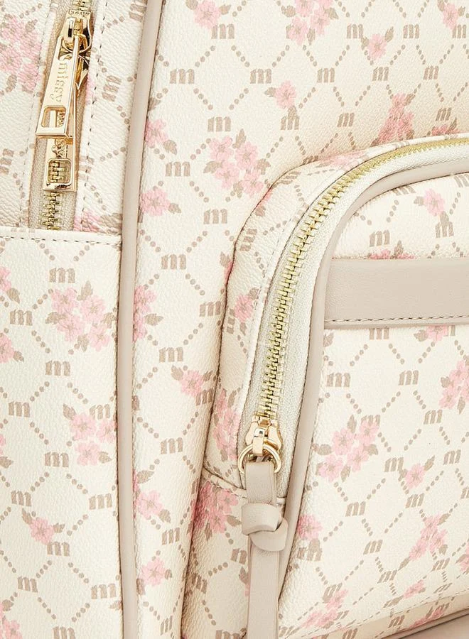 Missy BEIGE Floral Monogram Print Backpack  | Best Price UAE