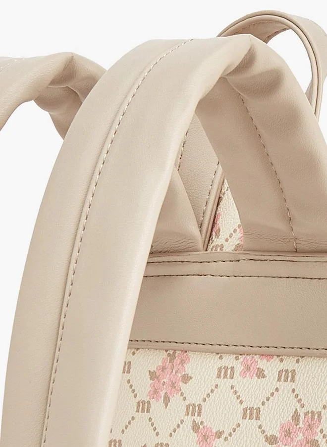 Missy BEIGE Floral Monogram Print Backpack  | Best Price UAE