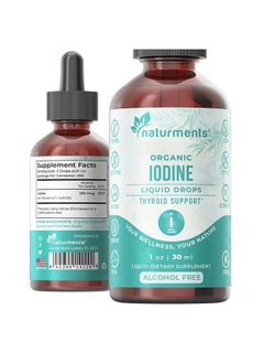 Iodine Drops Organic Liquid Supplement | Thyroid Support, Hormone Balance, Optimal Weight and Detox Cleanse | Potassium Iodide | Non-GMO, Vegan, Alcohol-Free (1 Year Supply) 1 Fl Oz- 30mL