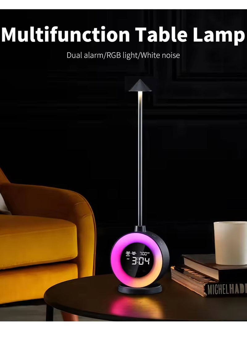 مصباح طاولة بجانب السرير مع أوضاع RGB وميزة المنبه المزدوج | 3 مستويات سطوع، ضوء استيقاظ شروق الشمس، 7 أصوات طبيعية، مؤقت نوم | مثالي لغرفة النوم، الصالون، المكتب - Image 2