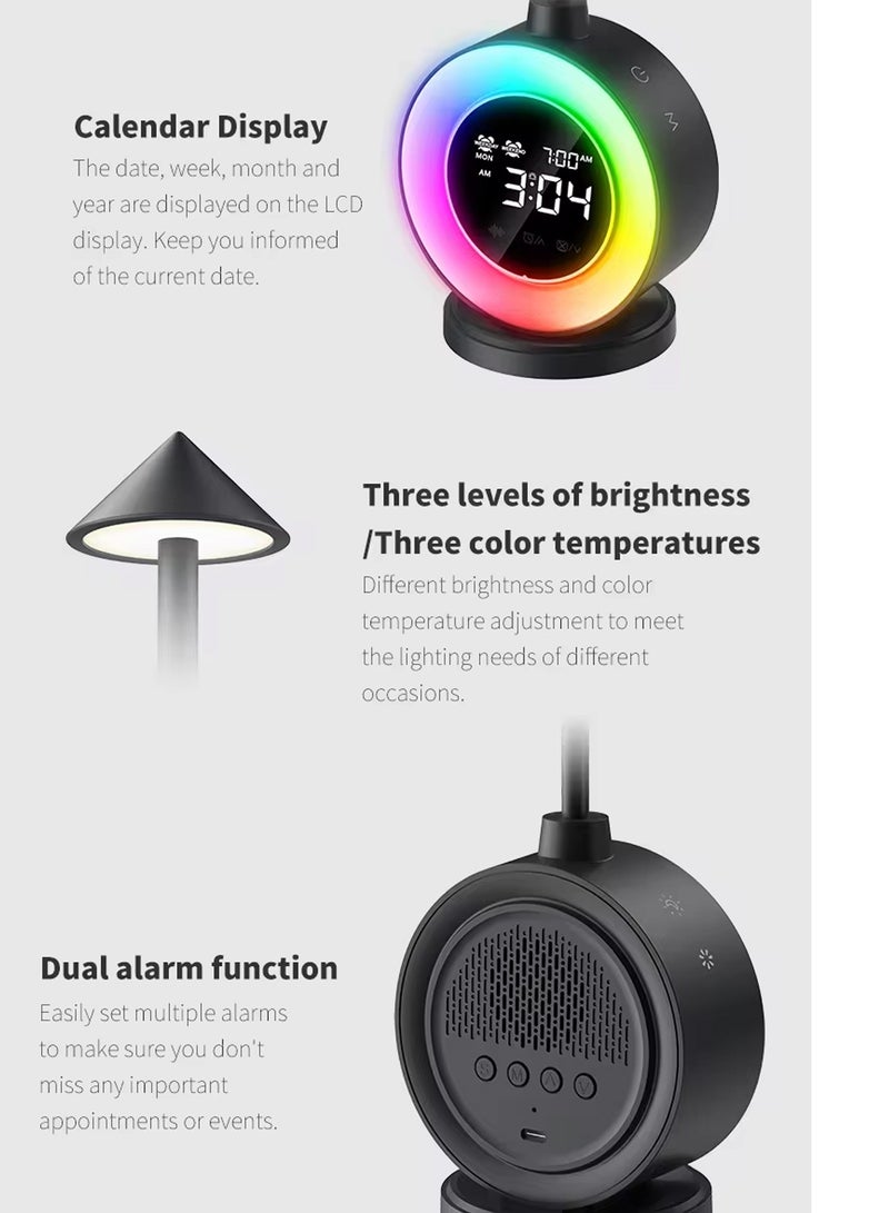 مصباح طاولة بجانب السرير مع أوضاع RGB وميزة المنبه المزدوج | 3 مستويات سطوع، ضوء استيقاظ شروق الشمس، 7 أصوات طبيعية، مؤقت نوم | مثالي لغرفة النوم، الصالون، المكتب - Image 5