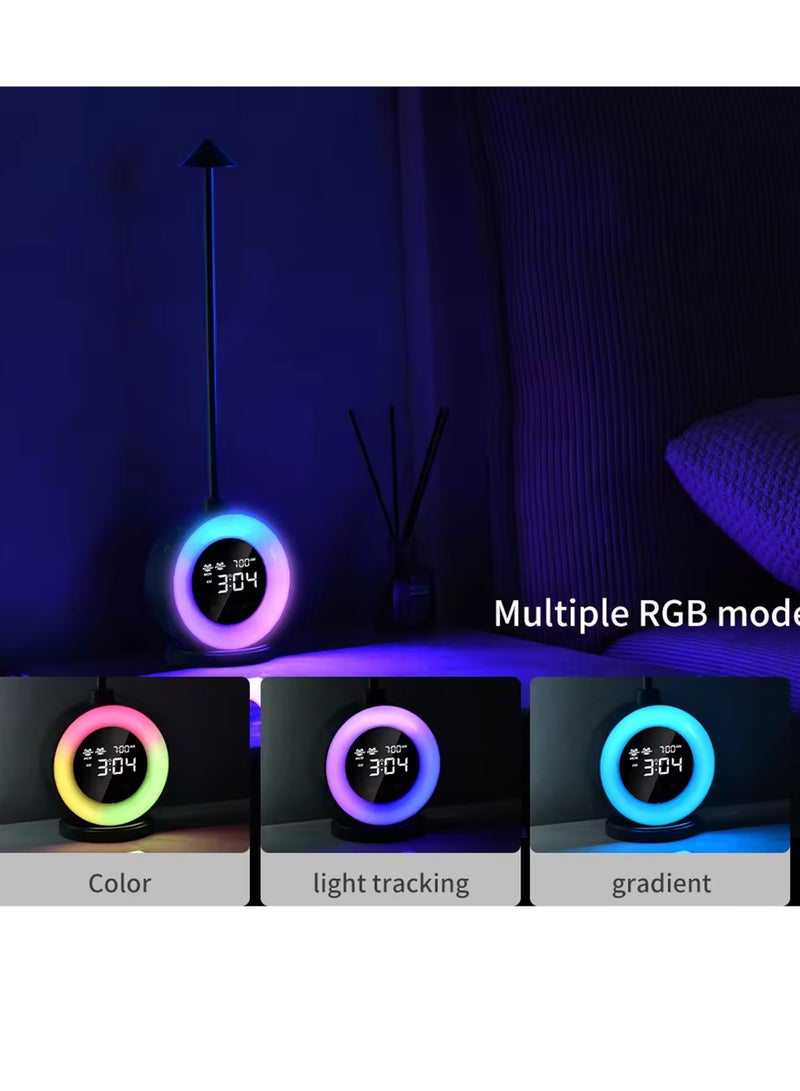 مصباح طاولة بجانب السرير مع أوضاع RGB وميزة المنبه المزدوج | 3 مستويات سطوع، ضوء استيقاظ شروق الشمس، 7 أصوات طبيعية، مؤقت نوم | مثالي لغرفة النوم، الصالون، المكتب - Image 4