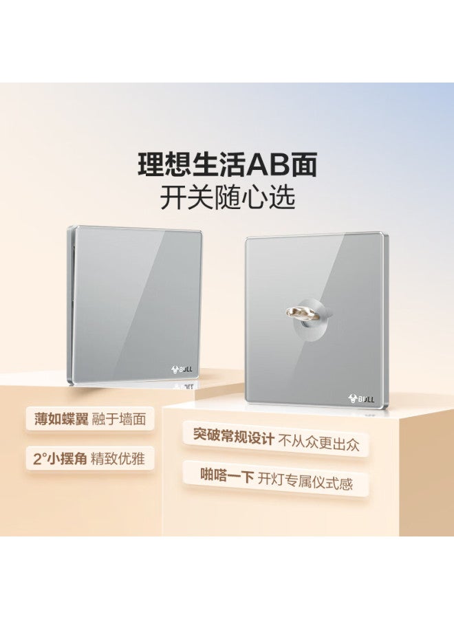 Bull Retro Switch Socket Acrylic Ultra-thin Panel, Two-position Computer Tv Socket, G70t223, Moonlight Gray
