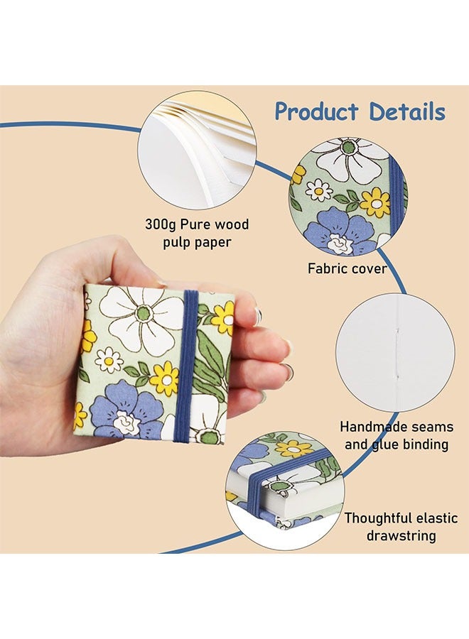 Generic Mini Notebook for Art Drawing, Watercolor Sketchbook Handmade Fabric Cover, 300g Medium Thick Paper Mini Notepad Portable Drawing Book 1 Piece  - Image 3