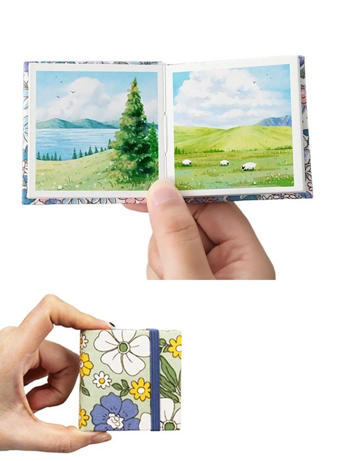 Generic Mini Notebook for Art Drawing, Watercolor Sketchbook Handmade Fabric Cover, 300g Medium Thick Paper Mini Notepad Portable Drawing Book 1 Piece  - Image 1