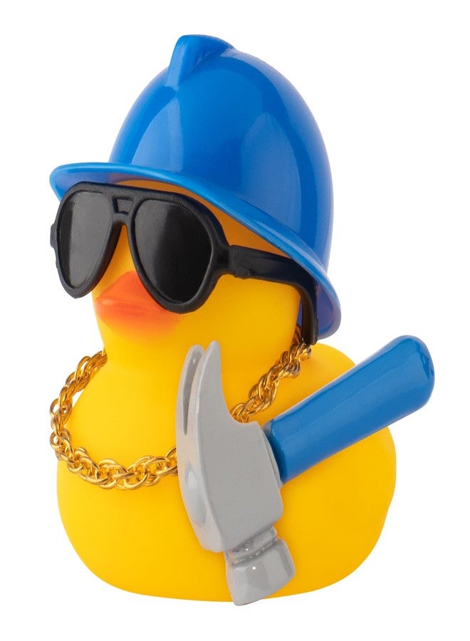 wonuu Car Dashboard Decorations Rubber Ducks, Construction Builder Rubber Ducky for Car Ornament Cute Duck with Tool, Hard Hat, Glasses, Necklace (Hammer) - Image 1