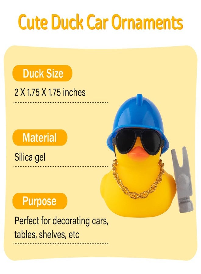 wonuu Car Dashboard Decorations Rubber Ducks, Construction Builder Rubber Ducky for Car Ornament Cute Duck with Tool, Hard Hat, Glasses, Necklace (Hammer) - Image 3