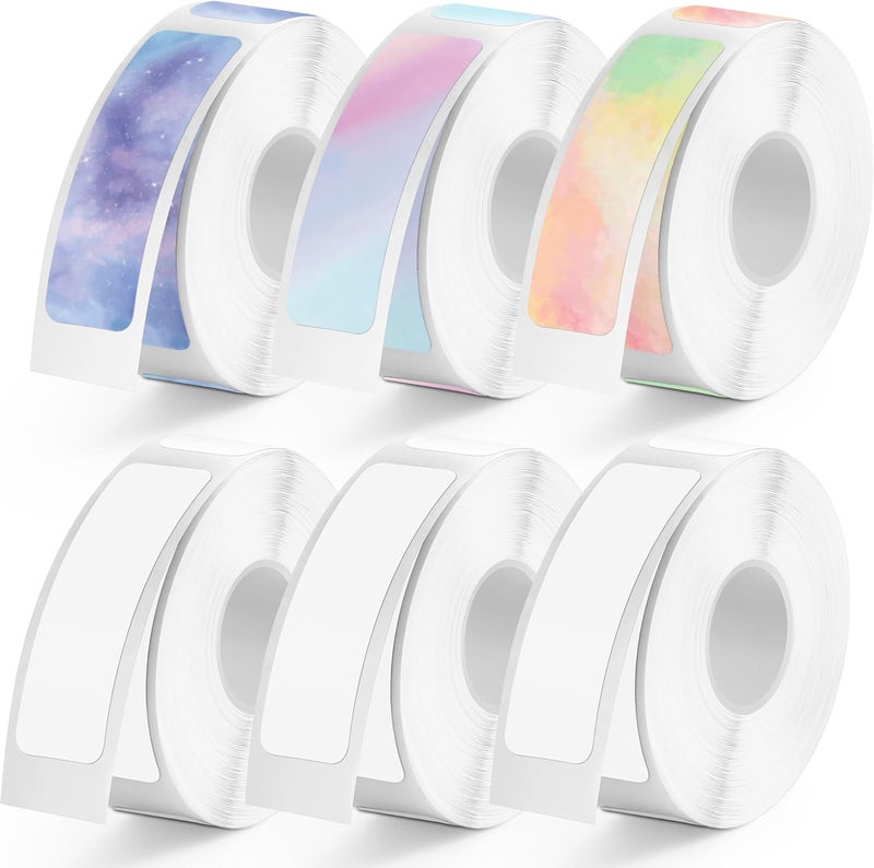 MIARALA 960 Pcs Nebula/Galaxy Series D30 Label Tape, Label Maker Tape-12mm×40mm(0.47"x1.57") Sticker Thermal Paper Self-Adhesive Label Tape for D30 Label Printer 6 Rolls - Image 1