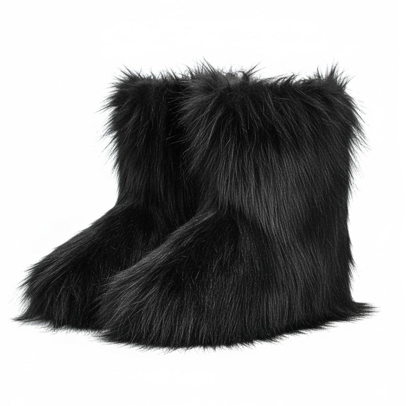 CEPEPRIN Women's Faux Fur Boots Furry Fuzzy Snow Boots Fluffy Winter Boot Warm Comfortable Mid-Calf Boot - Image 1