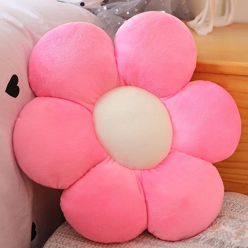 lannery lannery Flower Plush Throw Pillows  Flower Floor Pillow Seating Cushion Toy for Reading  Room  Watching TV (11.8""  Pink-1)  - Image 1