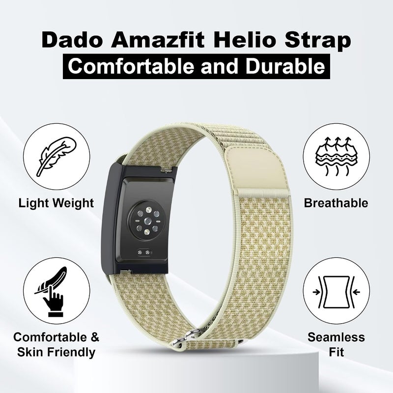دادو حزام بديل من النايلون ، متوافق مع سوار Amazfit Helio – سوار رياضي قابل للتعديل وجيد التهوية لتتبع اللياقة البدنية، مريح للارتداء طوال اليوم - Image 2