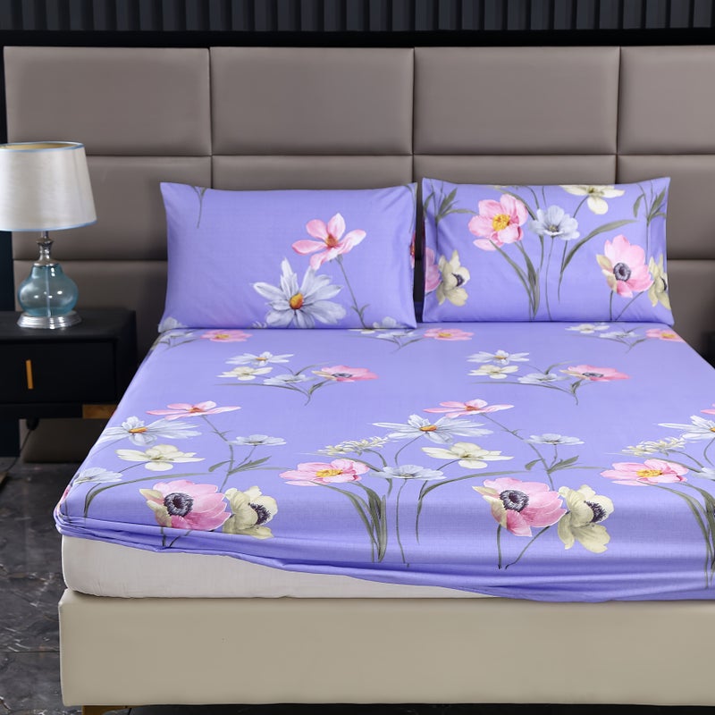 Orchid Purple Twin Floral Cluster Print Bedding 3 Piece Set - Image 4