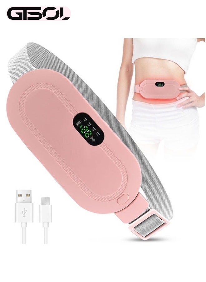 Portable Heating Pad for Menstrual Cramp Relief & Muscle Relaxation – USB Rechargeable, Period Heat Belt with 3 Temperature Adjustable and Vibration Modes, Ideal Gift for Women