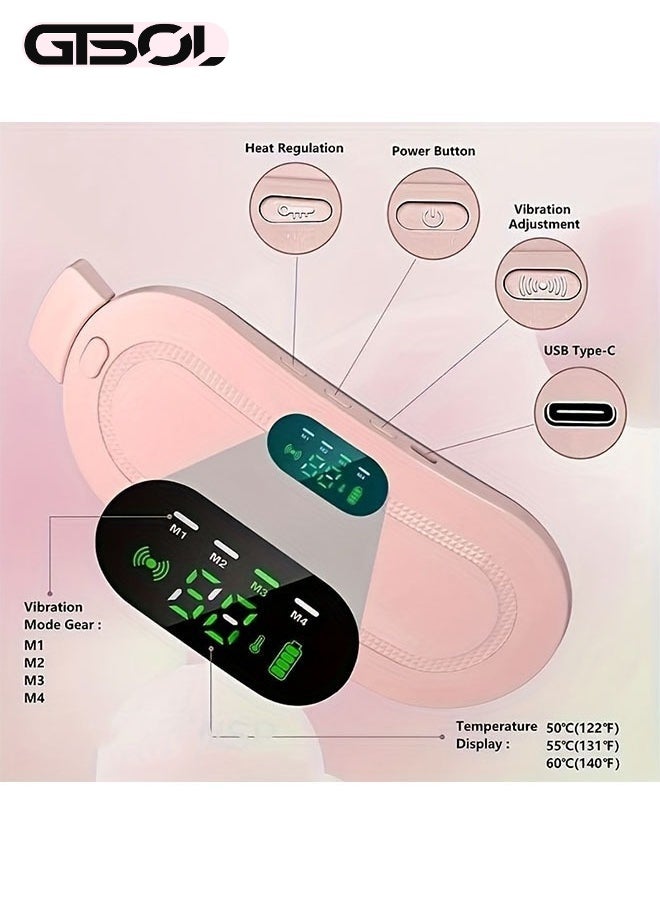 GTSOL Portable Heating Pad for Menstrual Cramp Relief & Muscle Relaxation – USB Rechargeable, Period Heat Belt with 3 Temperature Adjustable and Vibration Modes, Ideal Gift for Women - Image 5