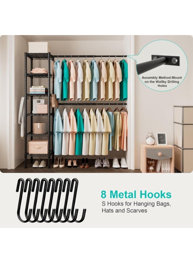 Forthcan Clothing Rack with 3 Expandable Hanging Rods - Versatile Closet Organizers and Storage Solution, Adjustable Width 27.9-47.6 Inches,Ideal for Home Organization 71.2" High x 13.7" Deep (Black) - Image 3