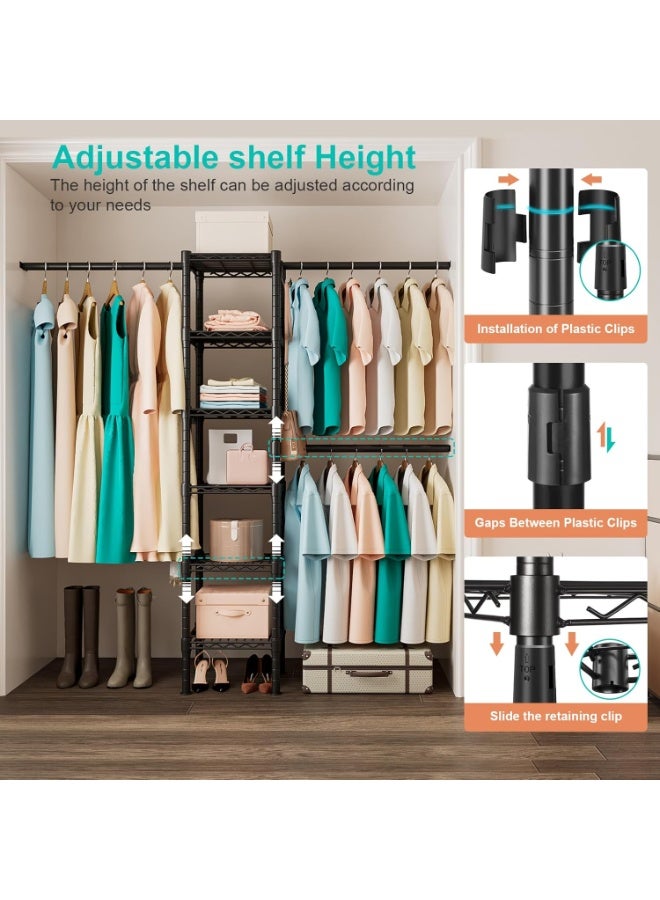 Forthcan Clothing Rack with 3 Expandable Hanging Rods - Versatile Closet Organizers and Storage Solution, Adjustable Width 27.9-47.6 Inches,Ideal for Home Organization 71.2" High x 13.7" Deep (Black) - Image 5