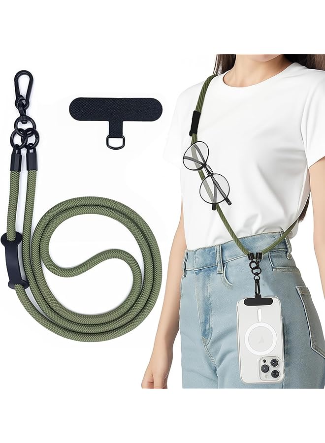 Green Tiger Cell Phone Lanyard, Adjustable Detachable Crossbody Neck Strap, Multifunctional Nylon Lanyard with Hook Wrist Strap and Phone Patch for Most Smartphones - Image 1