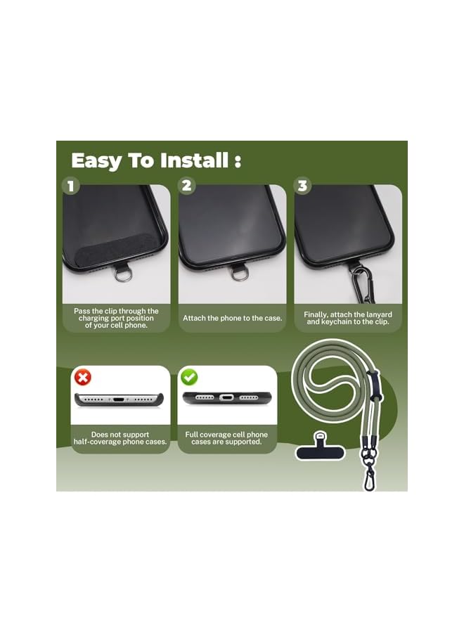 Green Tiger Cell Phone Lanyard, Adjustable Detachable Crossbody Neck Strap, Multifunctional Nylon Lanyard with Hook Wrist Strap and Phone Patch for Most Smartphones - Image 5