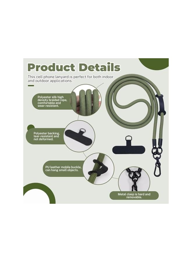 Green Tiger Cell Phone Lanyard, Adjustable Detachable Crossbody Neck Strap, Multifunctional Nylon Lanyard with Hook Wrist Strap and Phone Patch for Most Smartphones - Image 3