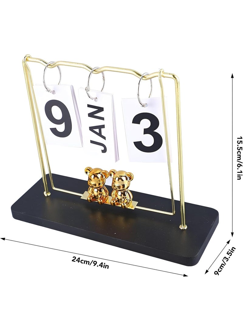 تقويم دائم - ملحق مكتب أنيق ومتين مصنوع من معدن عالي الجودة وخشب صلب، مثالي لإضافة لمسة فريدة إلى أي مكتب أو غرفة نوم مع الحفاظ على أيامك منظمة. - Image 3