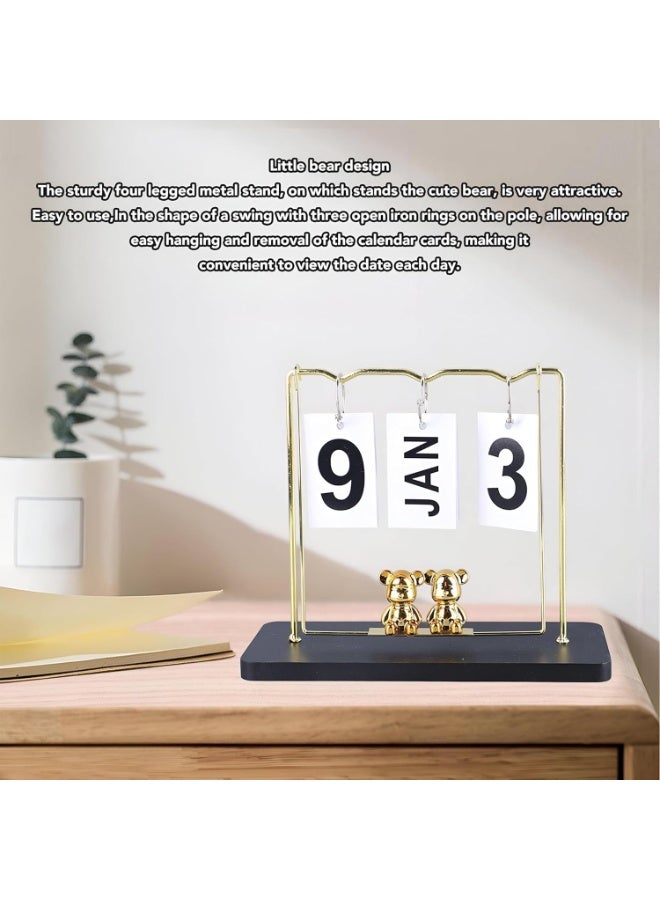 تقويم دائم - ملحق مكتب أنيق ومتين مصنوع من معدن عالي الجودة وخشب صلب، مثالي لإضافة لمسة فريدة إلى أي مكتب أو غرفة نوم مع الحفاظ على أيامك منظمة. - Image 5