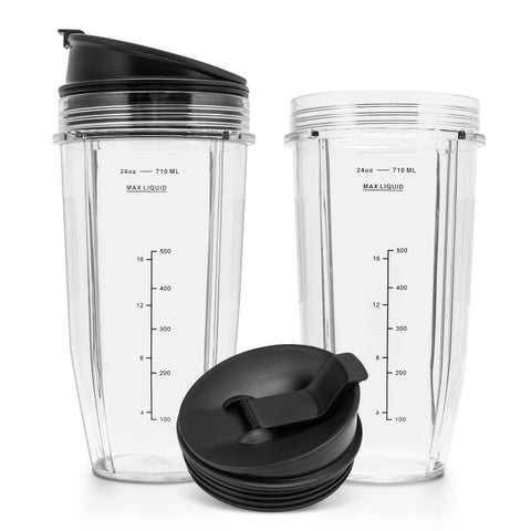 24 oz Blender Cups Replacement for Ninja Smoothie Blender Cups for Ninja Auto iQ Blender BL642 BL450 BL480 BN801 SS101 SS351 SS151 SS401 2 Pack