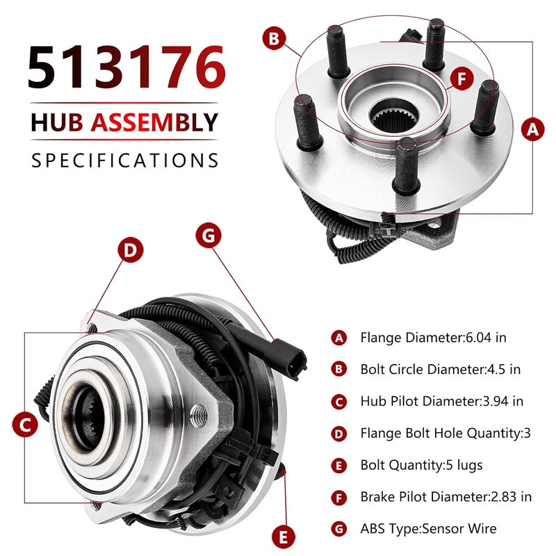 JLEO 513176 Front Left Wheel Hub Bearing Assembly for Jeep Liberty 2002-2007 - Image 3