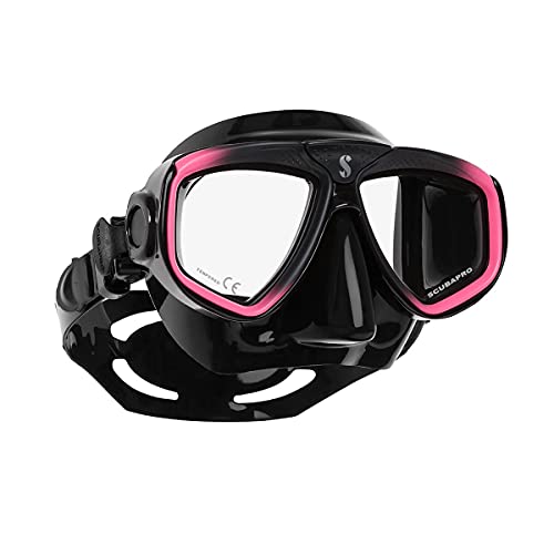 SCUBAPRO Zoom Scuba Mask with Ultra Clear Dual Lens and Lens-Change System for Optical Lenses for Diving, Black/Pink - Image 1