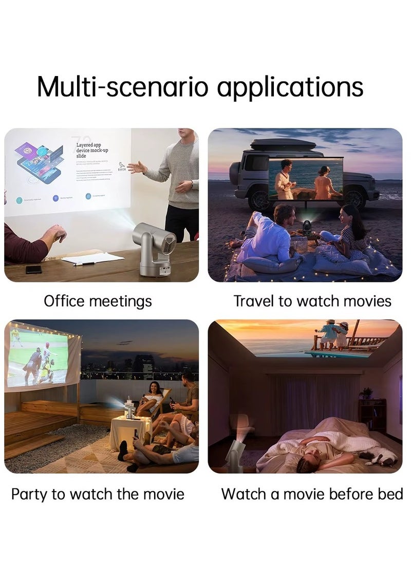 Shopit - Smart Mini Rechargeable Projector, Portable 4K Supported Smart Projector Built-in Battery, WiFi Bluetooth, With Remote For Home Cinema Bedroom Outdoor Movie Projector for Phone/PC/Tablet/PS - Image 1