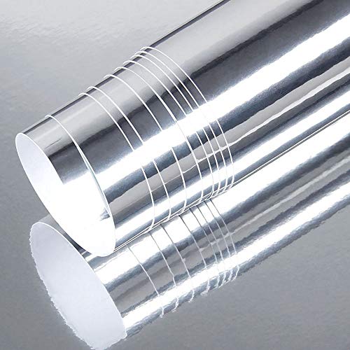 LZLRUN لاصق سيارة لزلا رون 1 قدم × 5 أقدام من الفينيل المرآة الكروم (فضي، 1 قدم × 5 أقدام) - Image 2