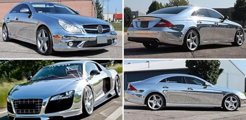 LZLRUN لاصق سيارة لزلا رون 1 قدم × 5 أقدام من الفينيل المرآة الكروم (فضي، 1 قدم × 5 أقدام) - Image 5