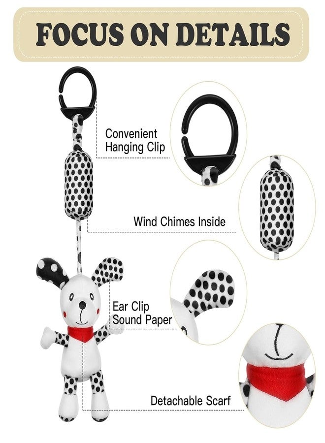 Slipps Hanging Baby Toys Hanging Rattle Toys for Baby 3 6 9 to 12 Months Crib Car Seats Stroller Toys Plush Animal Squeaky Sensory Toys for Newborn, Dog, Rabbit, Bee, Owl (Pack of 4) - Image 3