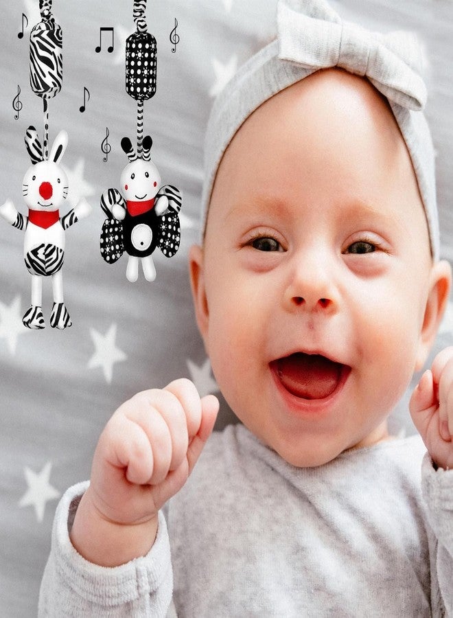Slipps Hanging Baby Toys Hanging Rattle Toys for Baby 3 6 9 to 12 Months Crib Car Seats Stroller Toys Plush Animal Squeaky Sensory Toys for Newborn, Dog, Rabbit, Bee, Owl (Pack of 4) - Image 5