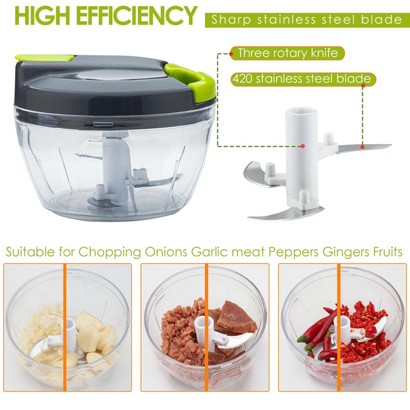 Sifenma Multi-Function Manual Food Chopper & Processors with Handle and Cover,Vegetable Chopper Shredder,Garlic Press,Suitable for Onions Garlic Peppers Carrots Gingers Fruits,Ideal Gift for Kitchen(Green) - Image 4