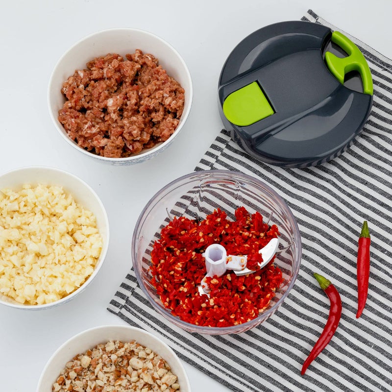Sifenma Multi-Function Manual Food Chopper & Processors with Handle and Cover,Vegetable Chopper Shredder,Garlic Press,Suitable for Onions Garlic Peppers Carrots Gingers Fruits,Ideal Gift for Kitchen(Green) - Image 3
