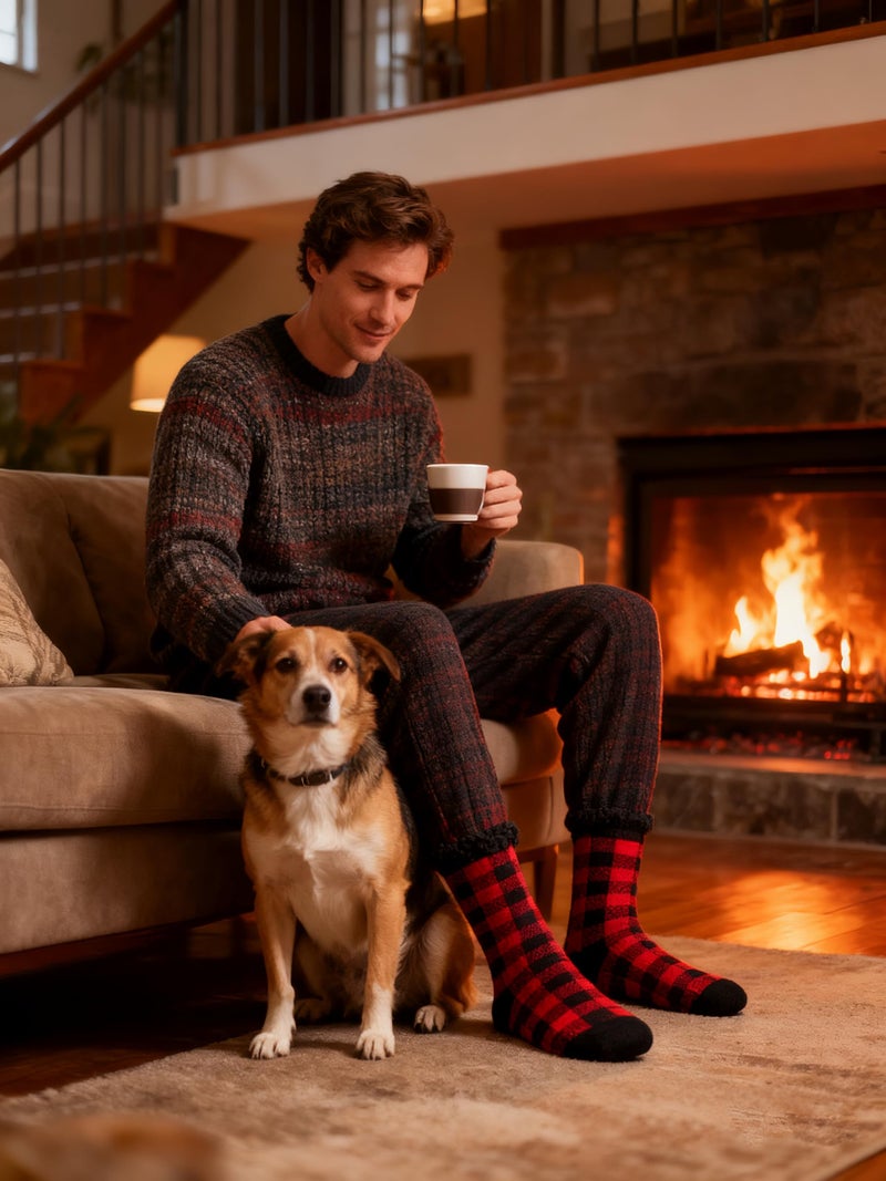Cozylook Men's Fuzzy Slipper Socks - Non-Slip Grips, Thermal Winter Socks, Plush Sherpa Lined, Gifts & Stocking Stuffers - Image 2