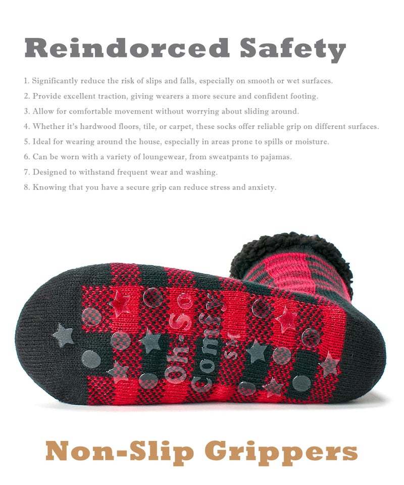 Cozylook Men's Fuzzy Slipper Socks - Non-Slip Grips, Thermal Winter Socks, Plush Sherpa Lined, Gifts & Stocking Stuffers - Image 4