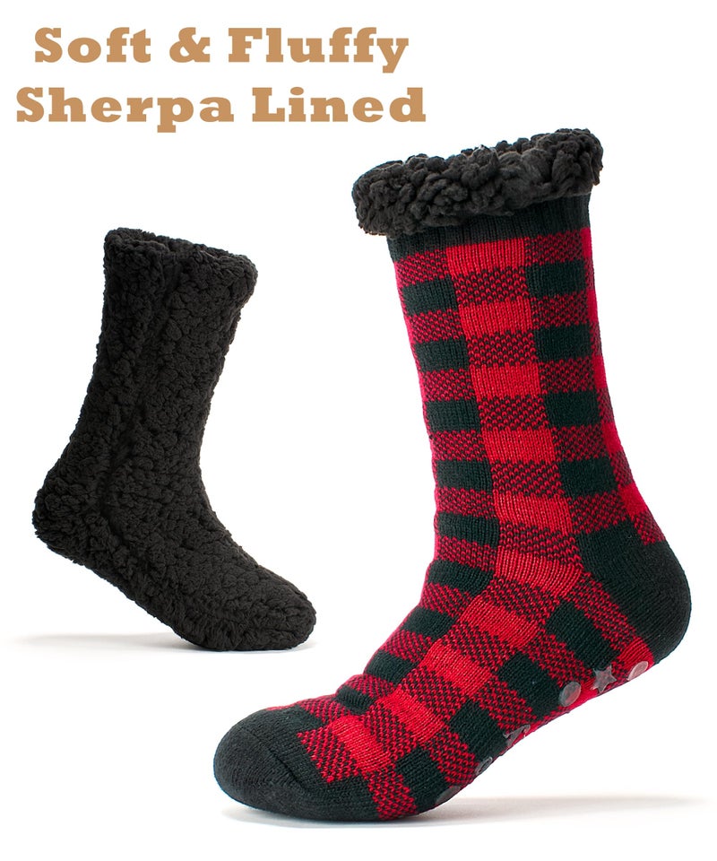 Cozylook Men's Fuzzy Slipper Socks - Non-Slip Grips, Thermal Winter Socks, Plush Sherpa Lined, Gifts & Stocking Stuffers - Image 3