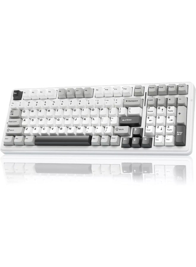 أولا لوحة مفاتيح ميكانيكية لاسلكية F99، لوحة مفاتيح قابلة للتخصيص بثلاثة أوضاع BT5.0/2.4 جيجاهرتز/USB-C قابلة للتبديل السريع، مفاتيح خطية مشحمة مسبقًا، لوحات مفاتيح ألعاب بإضاءة خلفية RGB لأجهزة الكمبيوتر/الأجهزة اللوحية/إكس بوكس/بلاي ستيشن 4/بلاي ستيشن 5 - Image 1