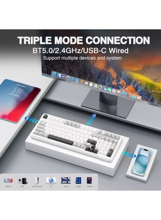 أولا لوحة مفاتيح ميكانيكية لاسلكية F99، لوحة مفاتيح قابلة للتخصيص بثلاثة أوضاع BT5.0/2.4 جيجاهرتز/USB-C قابلة للتبديل السريع، مفاتيح خطية مشحمة مسبقًا، لوحات مفاتيح ألعاب بإضاءة خلفية RGB لأجهزة الكمبيوتر/الأجهزة اللوحية/إكس بوكس/بلاي ستيشن 4/بلاي ستيشن 5 - Image 5