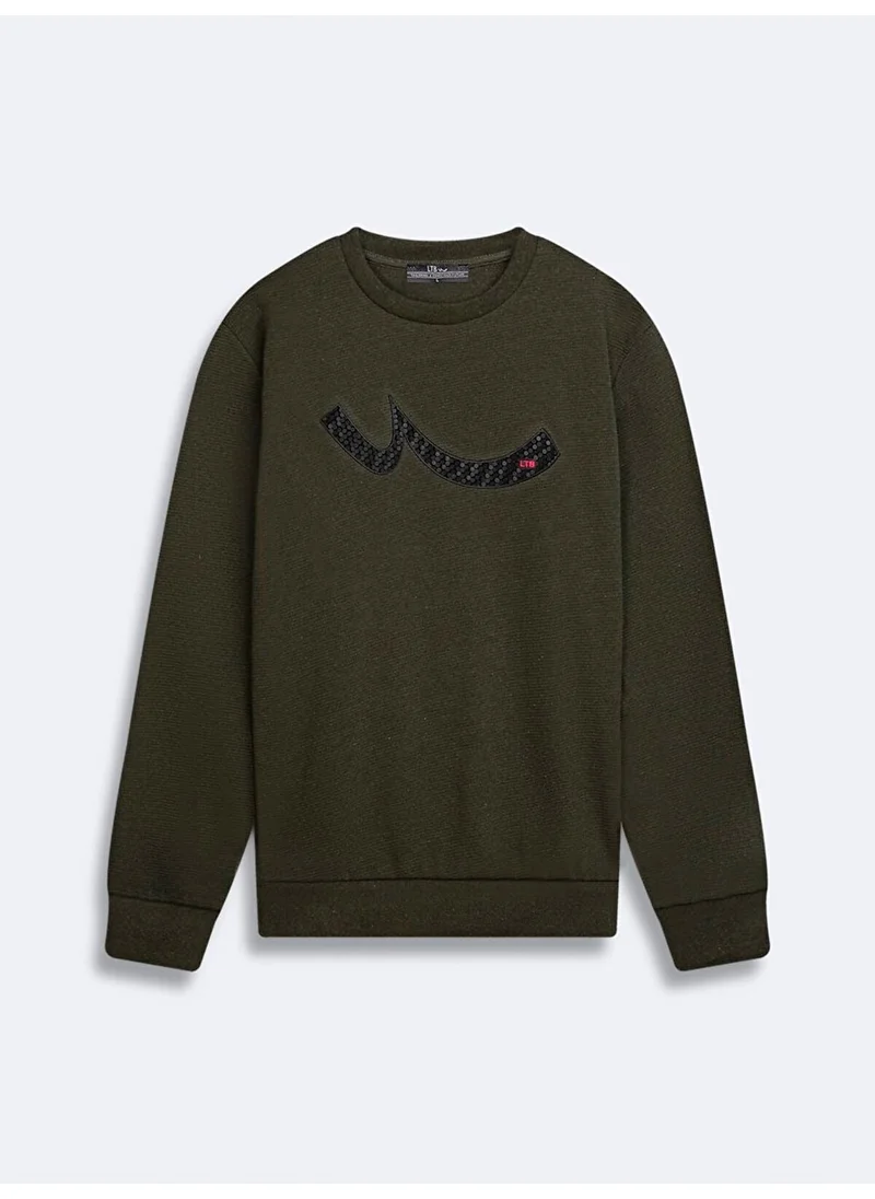 إل تي بي Signed Zero Collar Long Sleeve Green Sweatshirt
