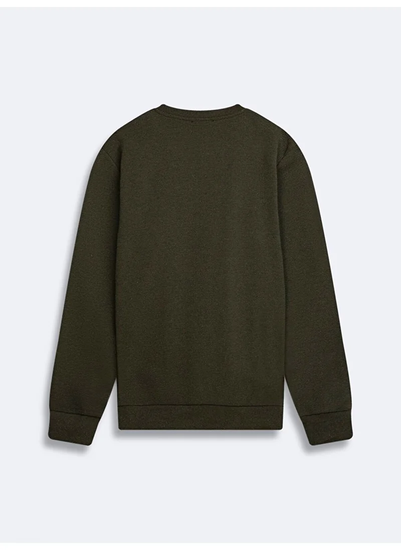 إل تي بي Signed Zero Collar Long Sleeve Green Sweatshirt