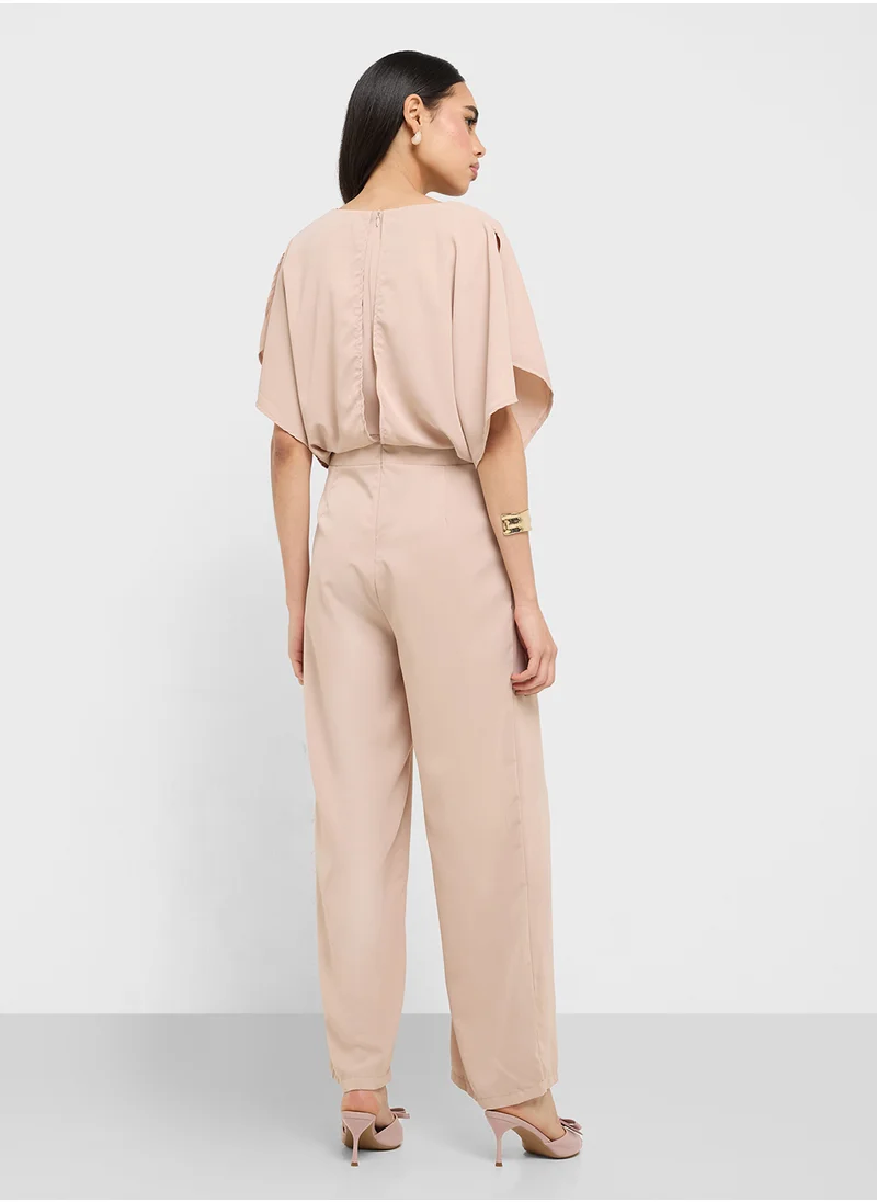 جينجر Cowl Neck Tailored Jumpsuit