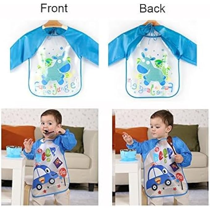 WATERPROOF CHILDREN'S ART APRON, CHILDREN'S PAINTING APRON, LONG SLEEVE APRON (1-4 YEARS, 4 PCS) - Image 4