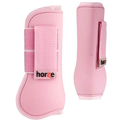 HORZE Chicago Protective Horse Tendon Boots - Lightweight Open Front Boots for Jumping, Trail Riding, and Turnout (Pair) - Lady Light Pink - Horse - Image 1