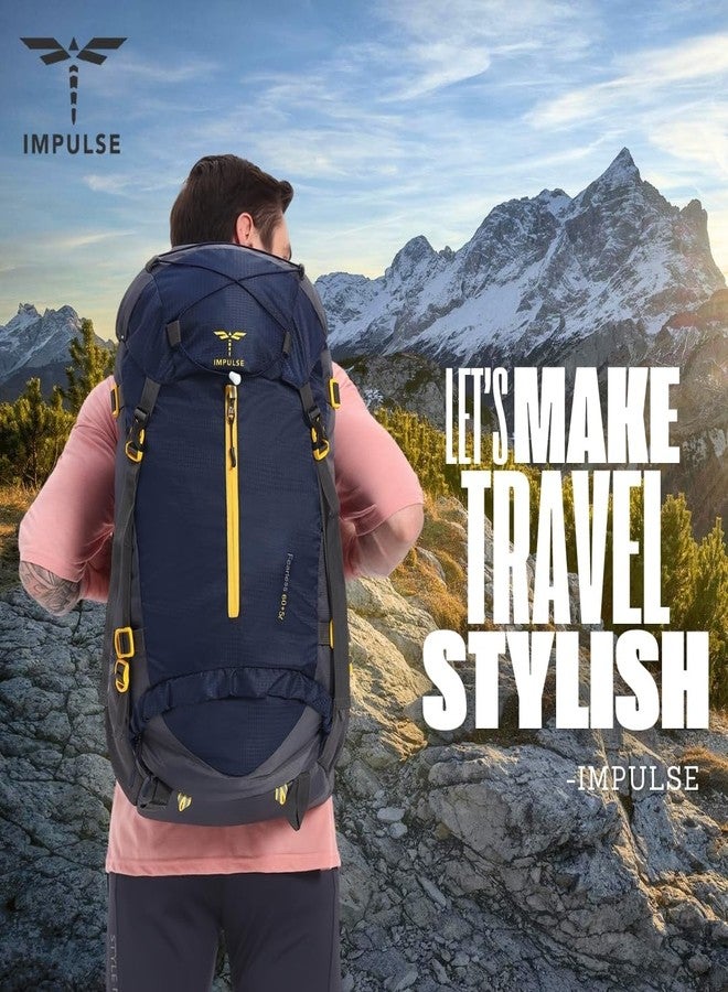 Impulse Rucksack bags 65 litres travel bag for men tourist bag travel backpack hiking trekking Bag camping Inverse with 1 year Warranty And Rain Cover - Image 2