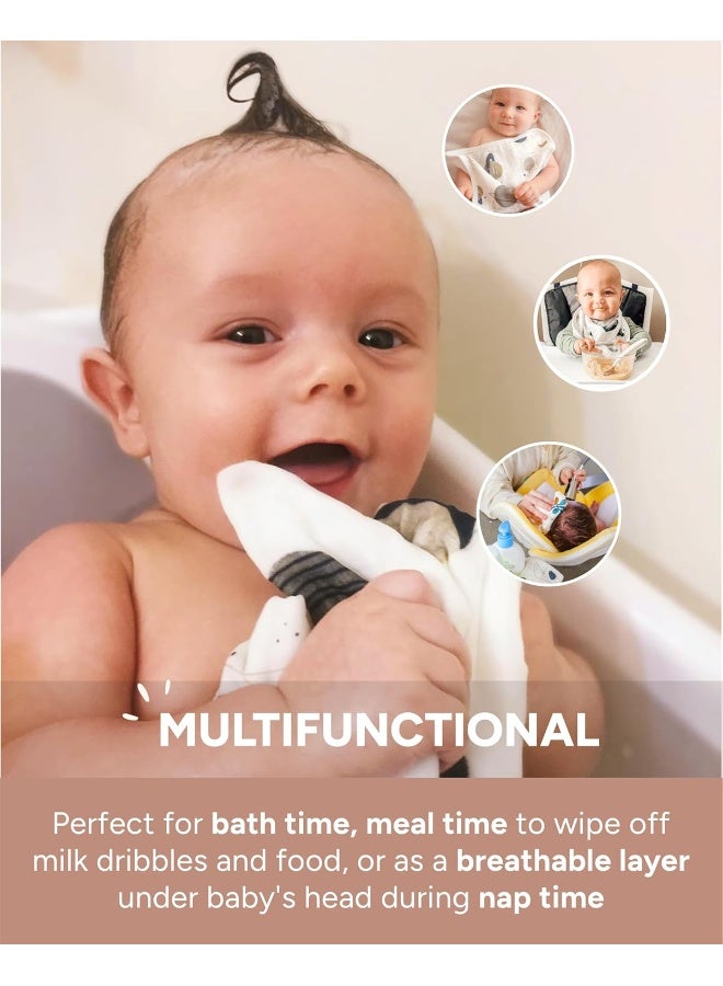 Nightingale Baby Washcloths, Organic Cotton Muslin with Rayon Made from Bamboo - Soft Burp Cloths for Newborn Sensitive Skin - 12x12 Face or Baby Towel - Bath Baby Essentials - 6 Pack (Feathers) - Image 4