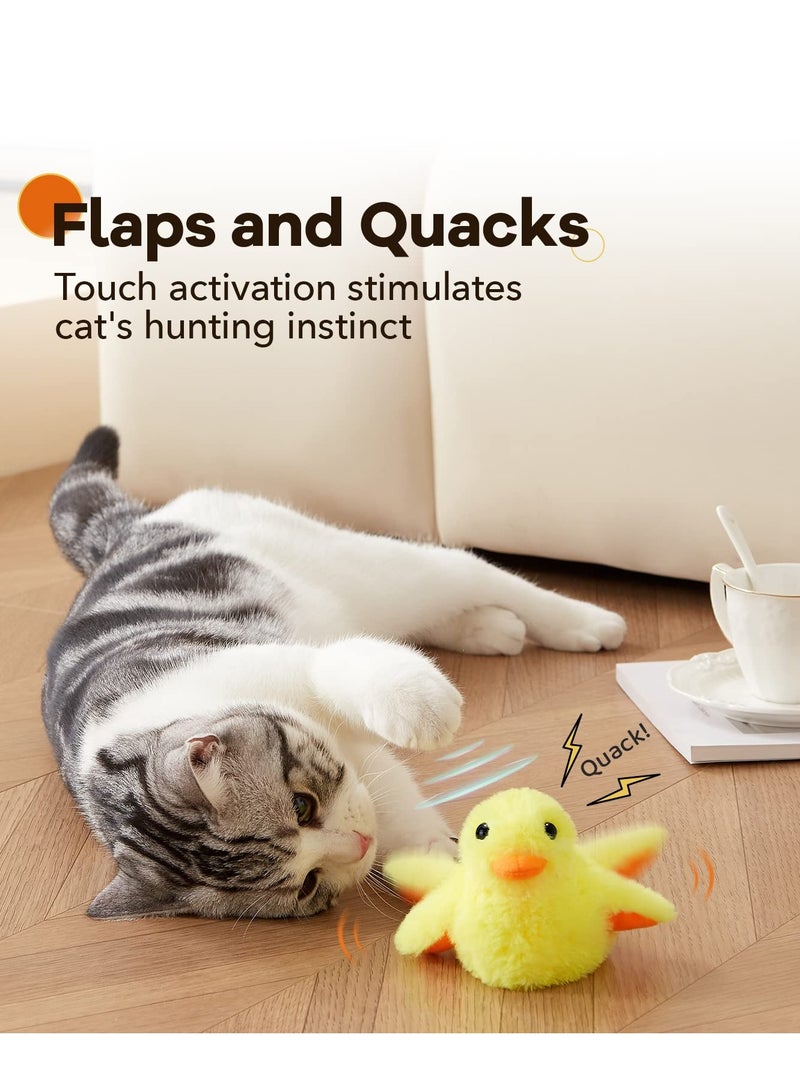 SOLARAE Rechargeable Duckling Shaped Cat Toy Cat Kick Toy Touch-activated Plush Interactive Cat Action Toy - Image 2