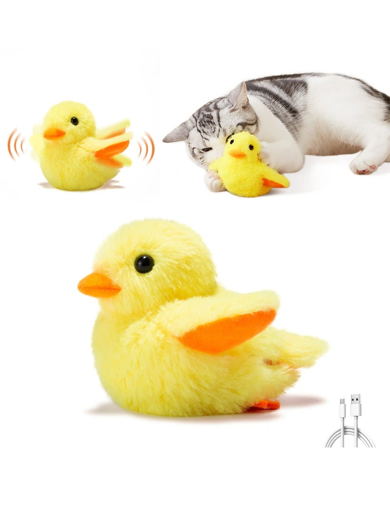 SOLARAE Rechargeable Duckling Shaped Cat Toy Cat Kick Toy Touch-activated Plush Interactive Cat Action Toy - Image 1